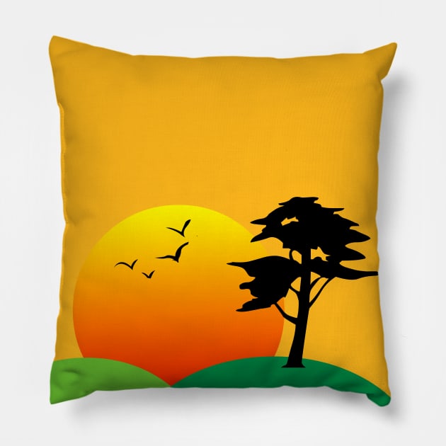 Sunset landscape Pillow by SAMUEL FORMAS