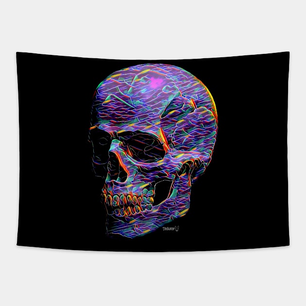 Neon Skull Tapestry by Tedwear