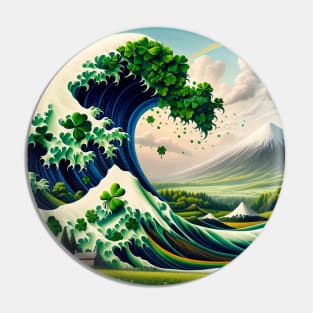 Emerald Wave: Kanagawa Meets St. Patrick's Day Pin