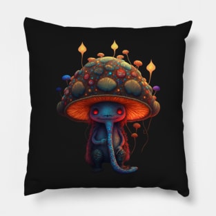 magical toadstool mushroom character sleepy face Pillow