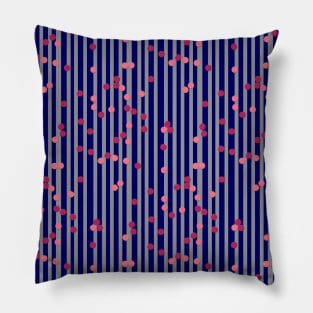 Stripes, Dots - Blue and Grey Pillow