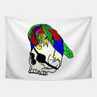 Pirate Skull and Parrot Tapestry