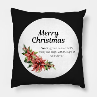 Merry Christmas Round Sticker 26 Pillow