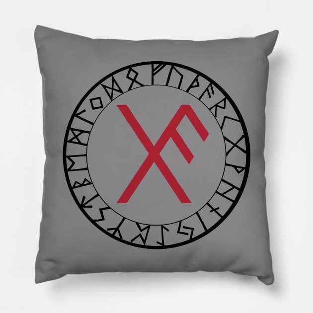 Good Luck and Success Rune - Gibu Auja Pillow by Creation247