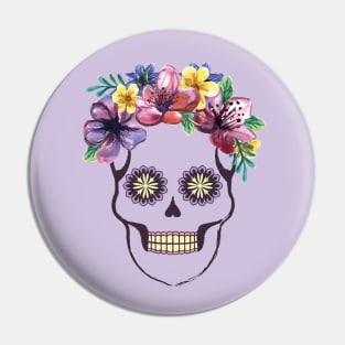 Santa Muerte with flowers Pin