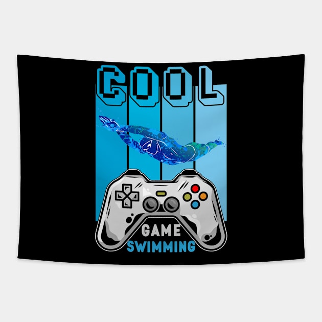 COOL GAME SWIMMING Gamer - Swimmer- Summer Tapestry by Elias-nm