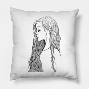 long hair cartoon girl Pillow