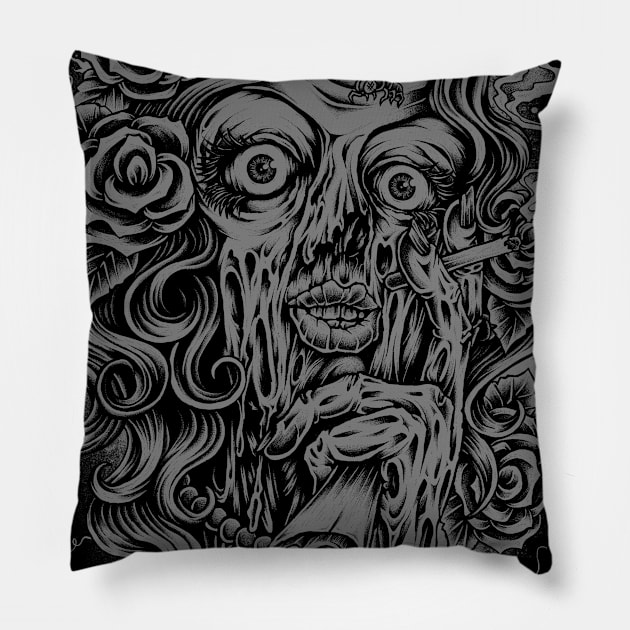 Lady Zombie Pillow by CyberpunkTees