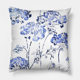 abstract queen anne's lace blue Pillow