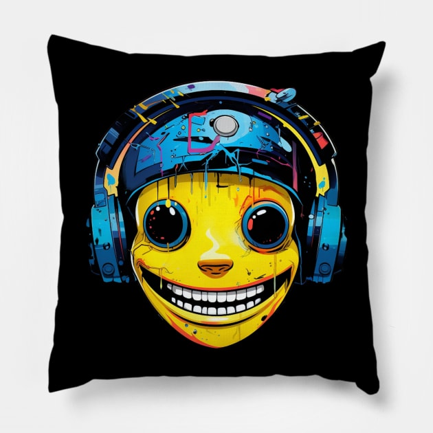 Acid House Smile Face Ready to Bass? Pillow by FrogandFog