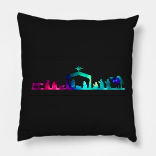 Christmas Nativity Scene- Coloured Pillow