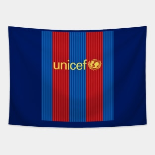 Vintage football Unicef Barcelona Tapestry