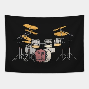 Pixel Face Drum Set Tapestry