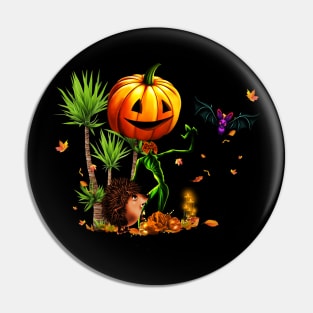 Funny pumpkin with bat Pin