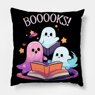 Halloween Teacher T-Shirt, Cute Ghost Book TShirt, Booooks Librarian Shirt, Bookworm Gift, Halloween Party Crewneck Pillow