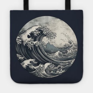 waves japanese print Tote