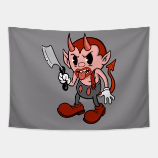 Cute Devil with Razor Creepy Cute Vintage Cartoon Kawaii character. Great gift for those who love vintage cartoons and animation Tapestry