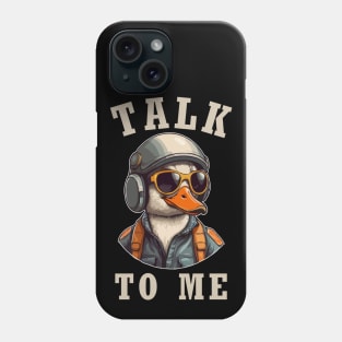 Talk To Me, Funny Goose Wearing Pilot Outfit. Phone Case