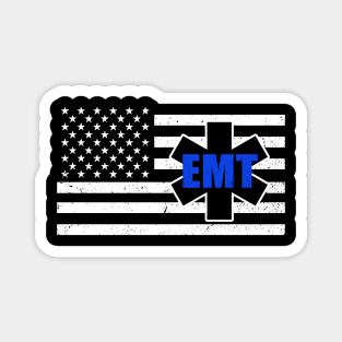 Paramedic Flag - Thin White Line Flag - Emergency Medical Technician Magnet