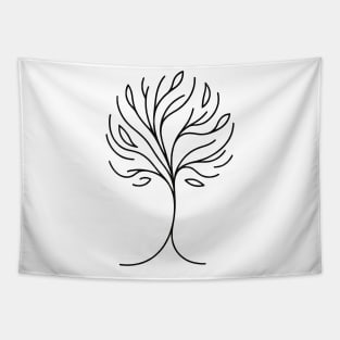 Elegance in Simplicity: Minimalist Tree Line Art Tapestry