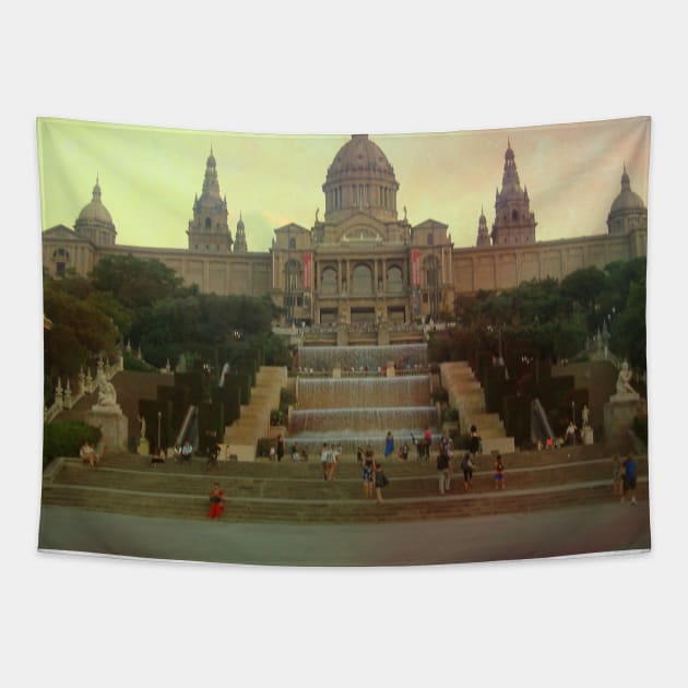 View of the charming Spanish streets Spain sightseeing trip photography from city scape Barcelona Blanes Malgrat del Mar Santa Susuana Tapestry by BoogieCreates