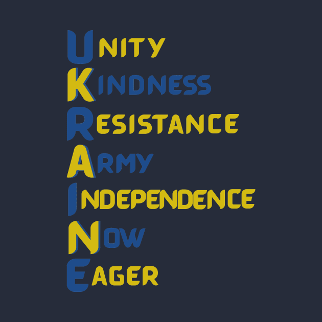 Ukraine - Vertical Acronym, Stand with Ukraine by MONLart