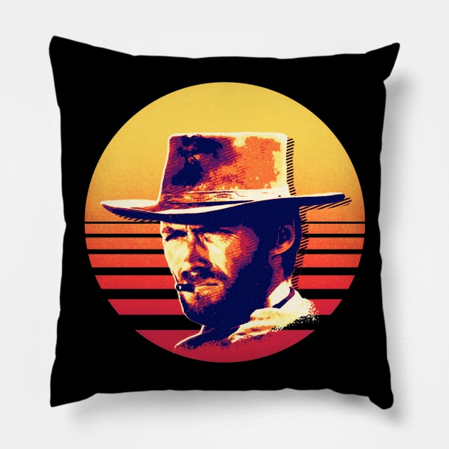 Clint Eastwood Face Pillow by Soriagk