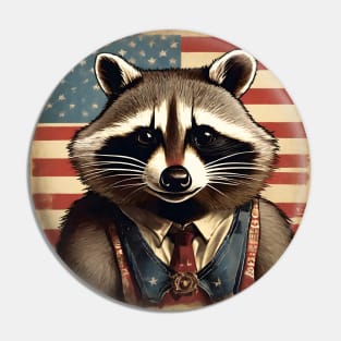 American Retro Raccoon Pin