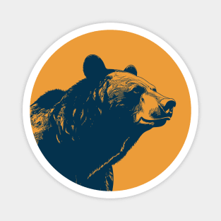 Bear head over yellow Magnet