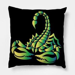 Toxic Green Scorpion, Tribal Art Style Pillow