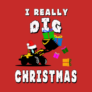 I Really Dig Christmas Excavator Gift for Kids T-Shirt