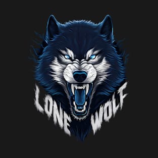 Lone Wolf Wild Wolf Head Blue T-Shirt