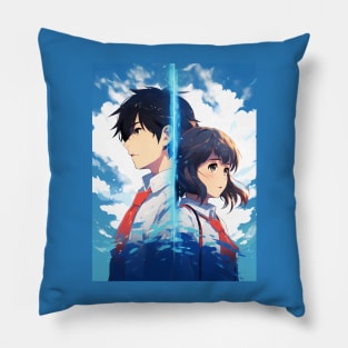 your name fanart anime graphic tee Pillow