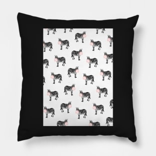 Zebra pattern, Pink bubble gum, Kids art, Funny art, Animal, Kids room, Modern art, Wall art, Print, Minimalistic, Modern, Humor, Black and white Pillow