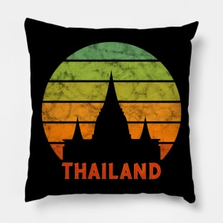 Thailand Temple Silhouette On A Rainbow Of Sunset Colors Pillow