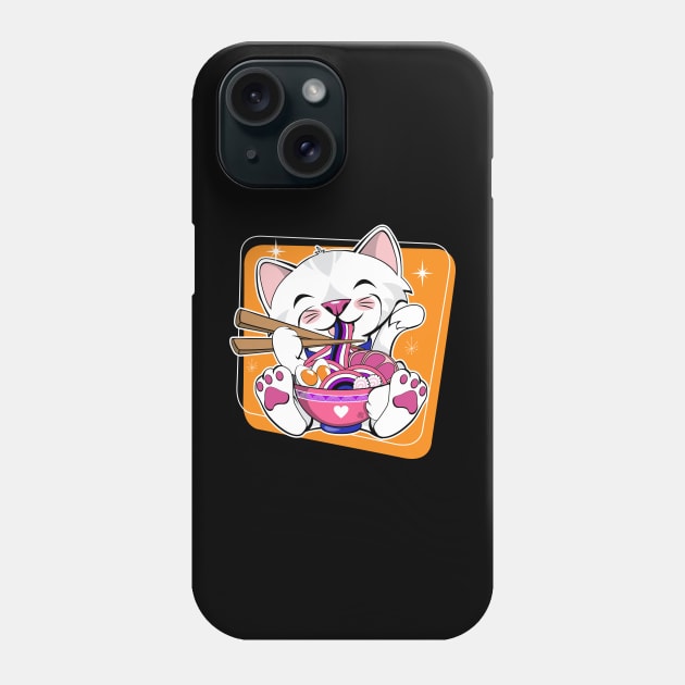 Cat Eating Ramen Gender Fluid Pride Phone Case by CuddleswithCatsArt