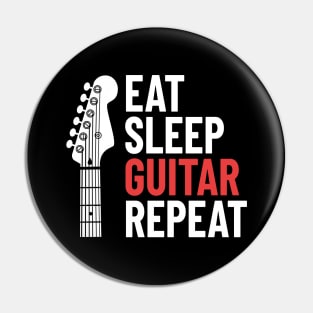 Eat Sleep Guitar Repeat Electric Guitar Headstock Dark Theme Pin