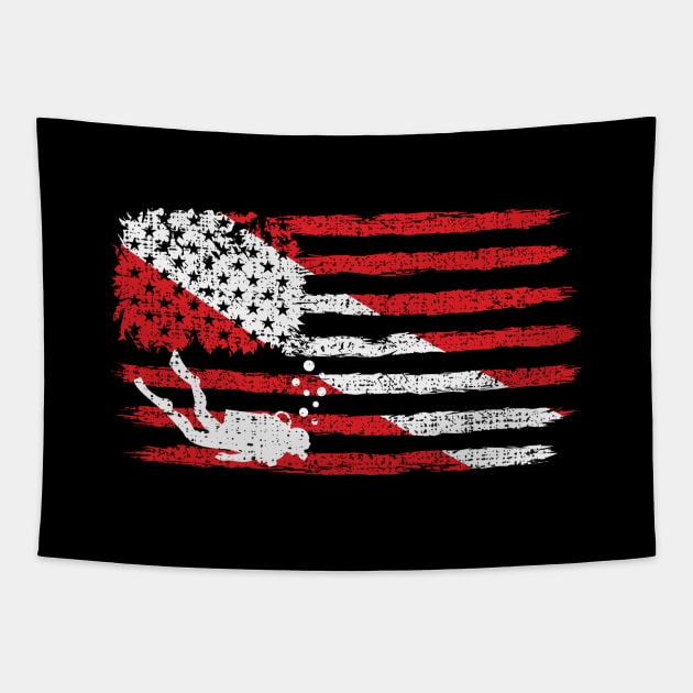 Vintage American Diver Down Flag USA Scuba Diving Dive Flag Tapestry by mrsmitful01