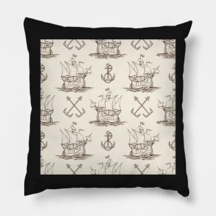 Sailship and Anchor Seamless pattern Pillow