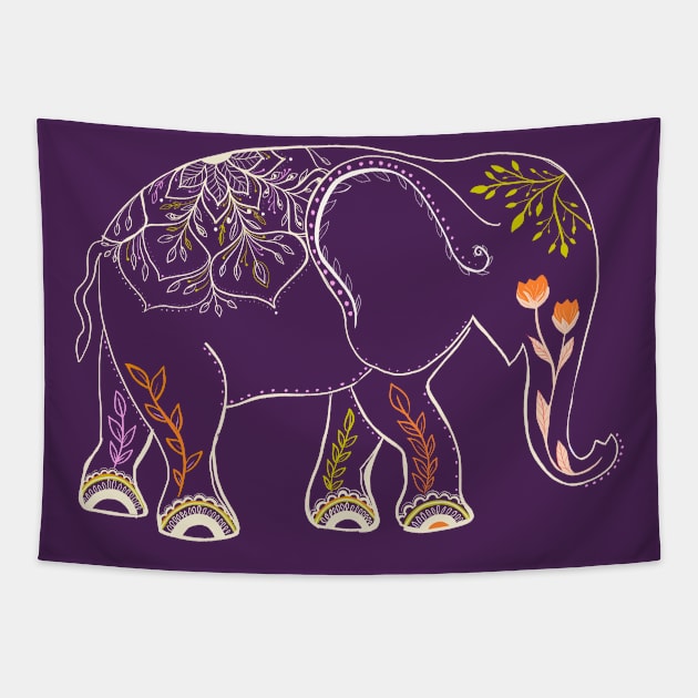 Boho Elephant Tapestry by Rosebud Studios