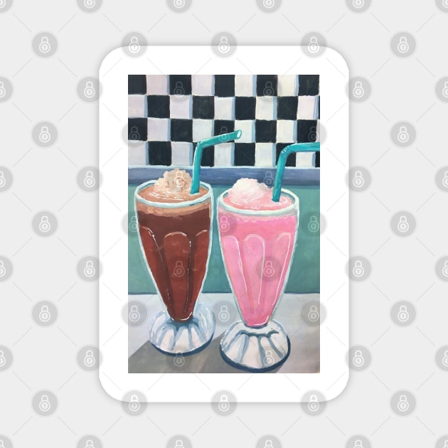 Milkshakes gouache painting Magnet by emmawtj