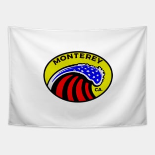 Monterey California Surfing Surf Patriotic Wave Tapestry