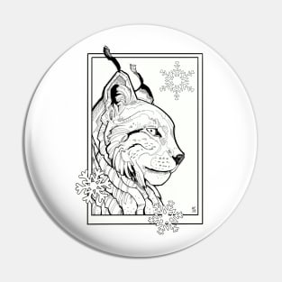 lynx cat with snowflakes Pin