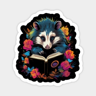 Opossum Reads Book Magnet