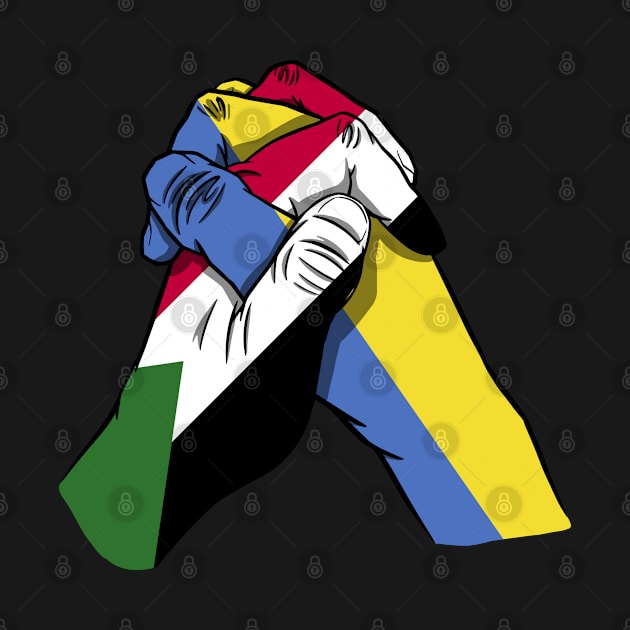 Sudan and Ukraine Flags Holding Hands Ukraine Sudan Roots by BramCrye