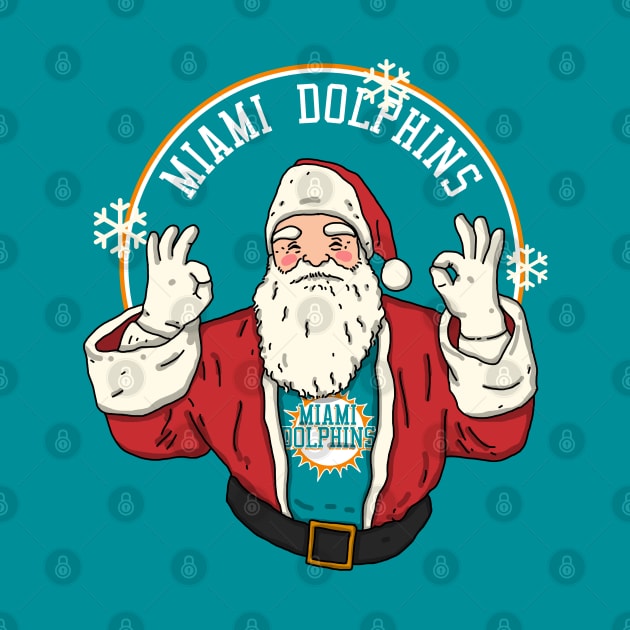 Santa Claus Loves Miami Dolphins by Luna Illustration