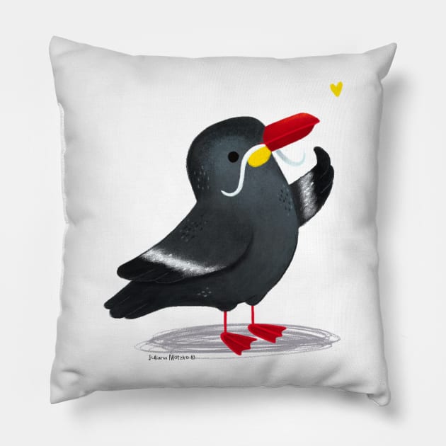 Inca tern bird with a yellow heart Pillow by julianamotzko