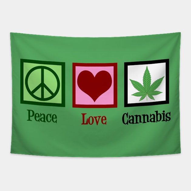 Peace Love Cannabis Tapestry by epiclovedesigns