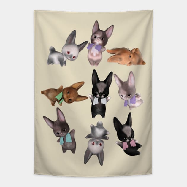 Bunny Yoga Tapestry by vonHobo