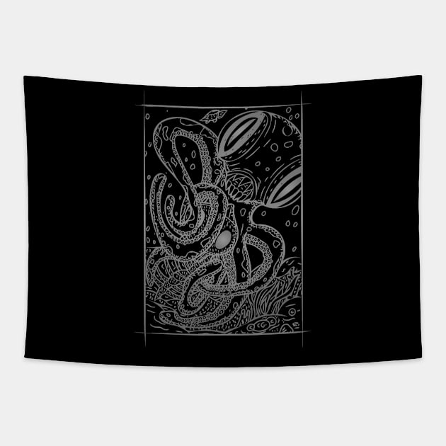 Giant Octopus under the Water Tapestry by BrokenGrin